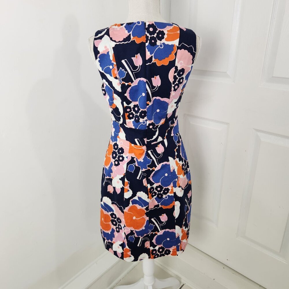 Boden Dress Womens 6 Blue Orange Floral Knee Modest Church Office Career - Picture 15 of 16